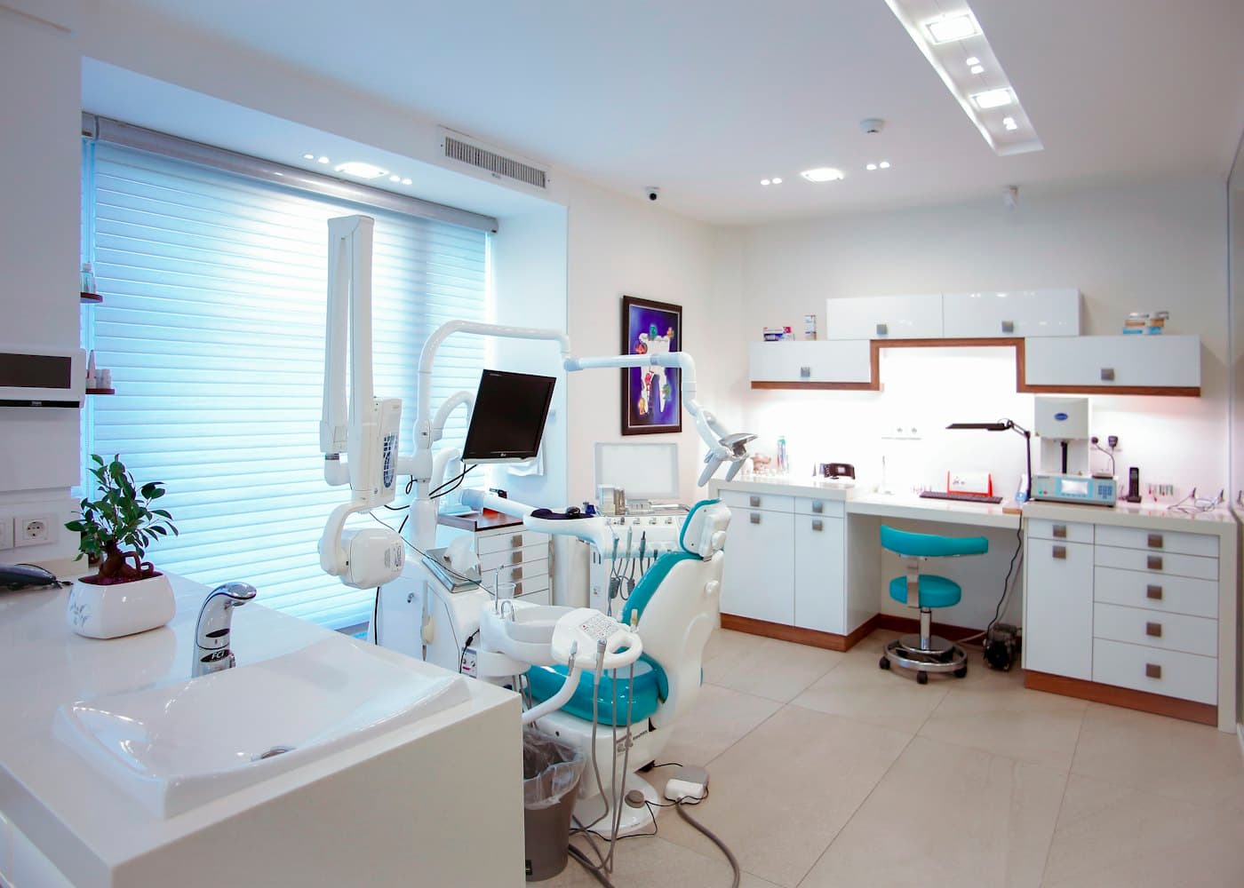 Treatment room with dental chair