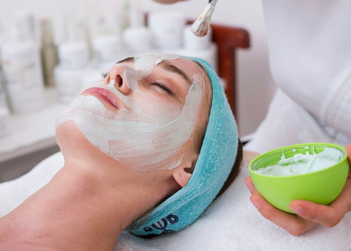 Facial treatment in progress